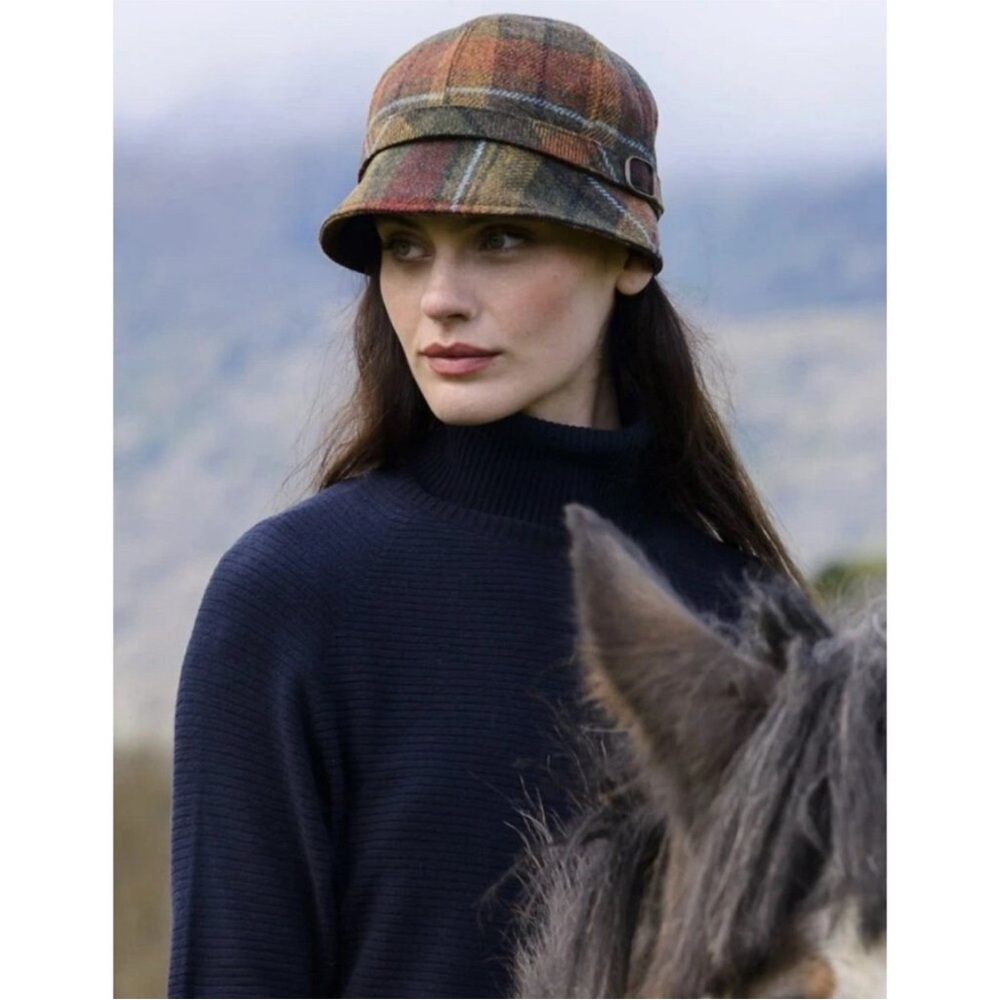 MUCROS WEAVERS Jaunty Women’s Flapper Cloche Hat Irish Wool Blue Tweed - Picture 5 of 12